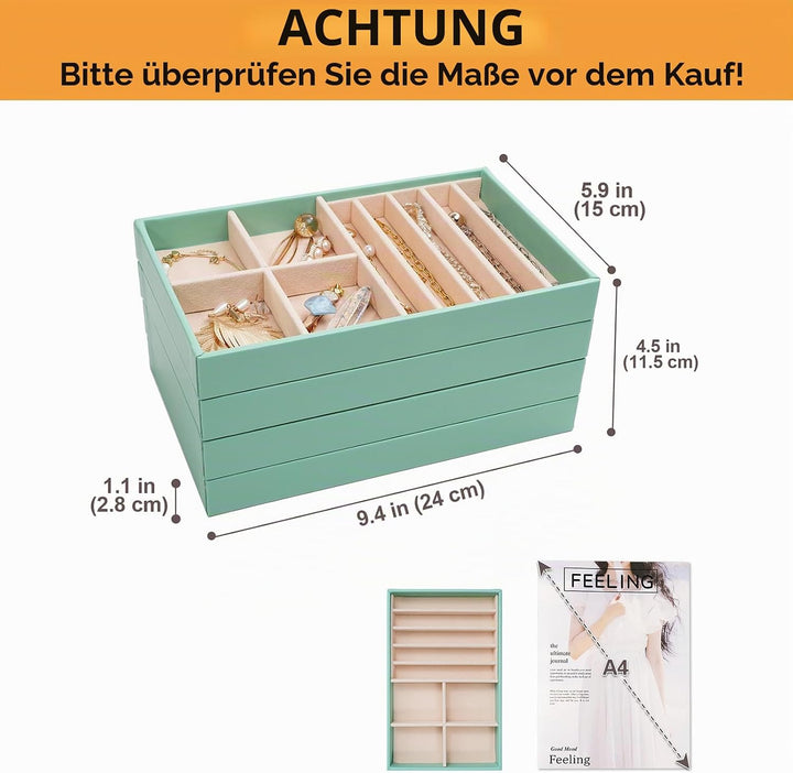 ProCase Schmucktablett Organizer mit 4 Schmuckschalen, Stapelbar Schmuck Schublade Organizer, Schmuc