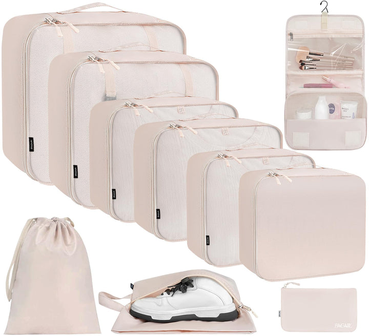 BAGAIL 10er-Set Packwürfel in verschiedenen Grössen Packorganizer für Reisezubehör Handgepäck Koffer