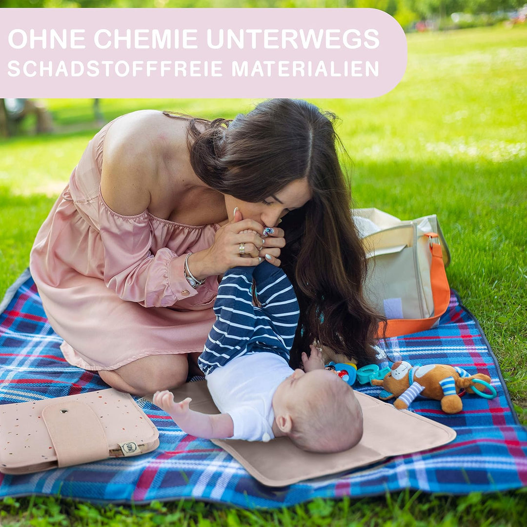 Jubi® Windeltasche mit Wickelunterlage für unterwegs mit extra viel Platz- Kleine Wickeltasche - Ros