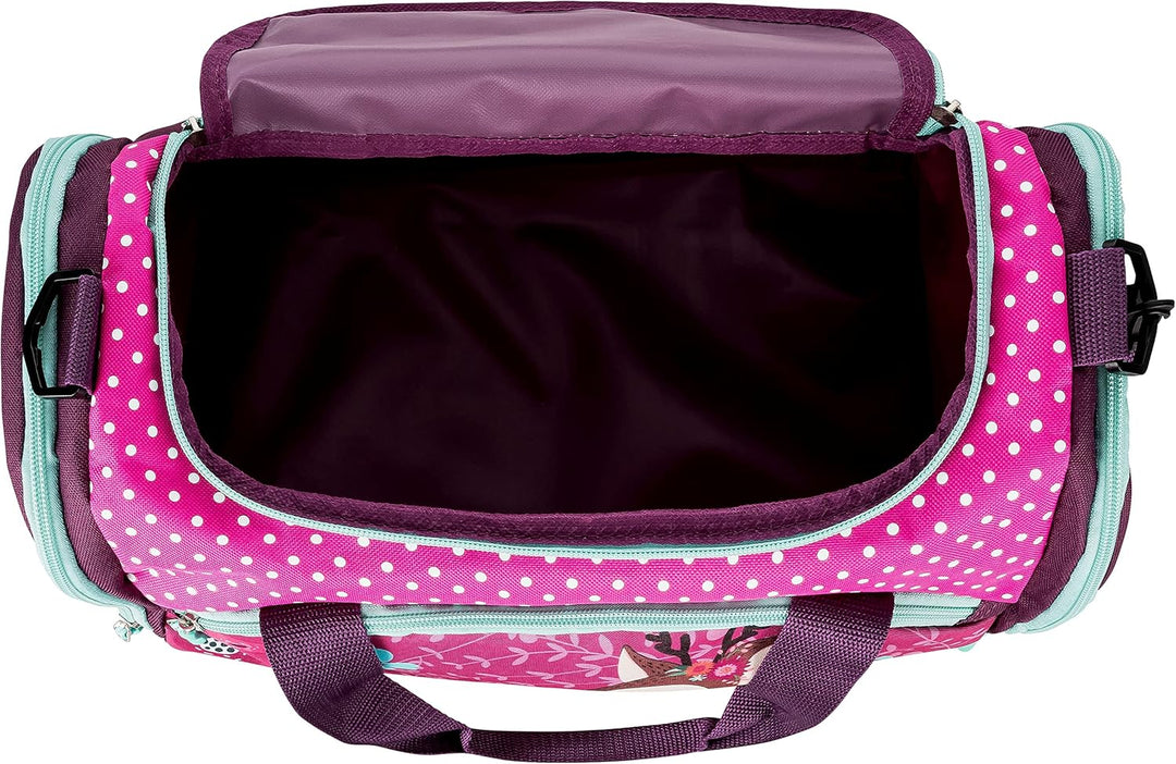 Sporttasche mit süssem Hirsch Motiv für Jungen und Mädchen Pink/Lila/Türkis, Pink/Lila/Türkis