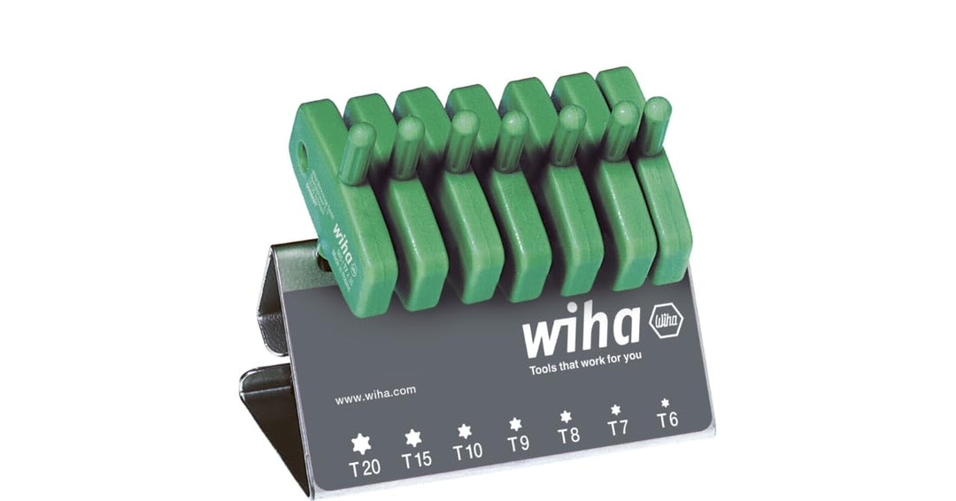 Wiha Stiftschlüssel mit Schlüsselgriff Set TORX® 7-tlg. brüniert im Werkbankständer (25624), mit Sch