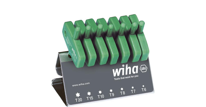 Wiha Stiftschlüssel mit Schlüsselgriff Set TORX® 7-tlg. brüniert im Werkbankständer (25624), mit Sch