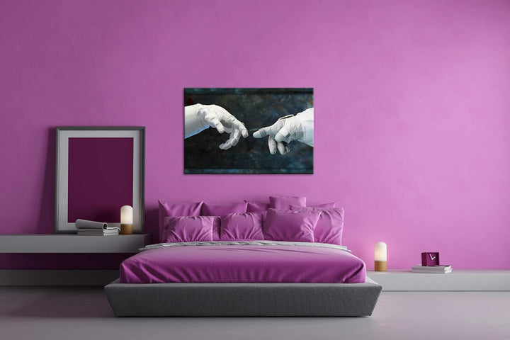 deyoli berührende Finger von Robonauten im Format: 80x60 als Leinwandbild, Motiv fertig gerahmt auf