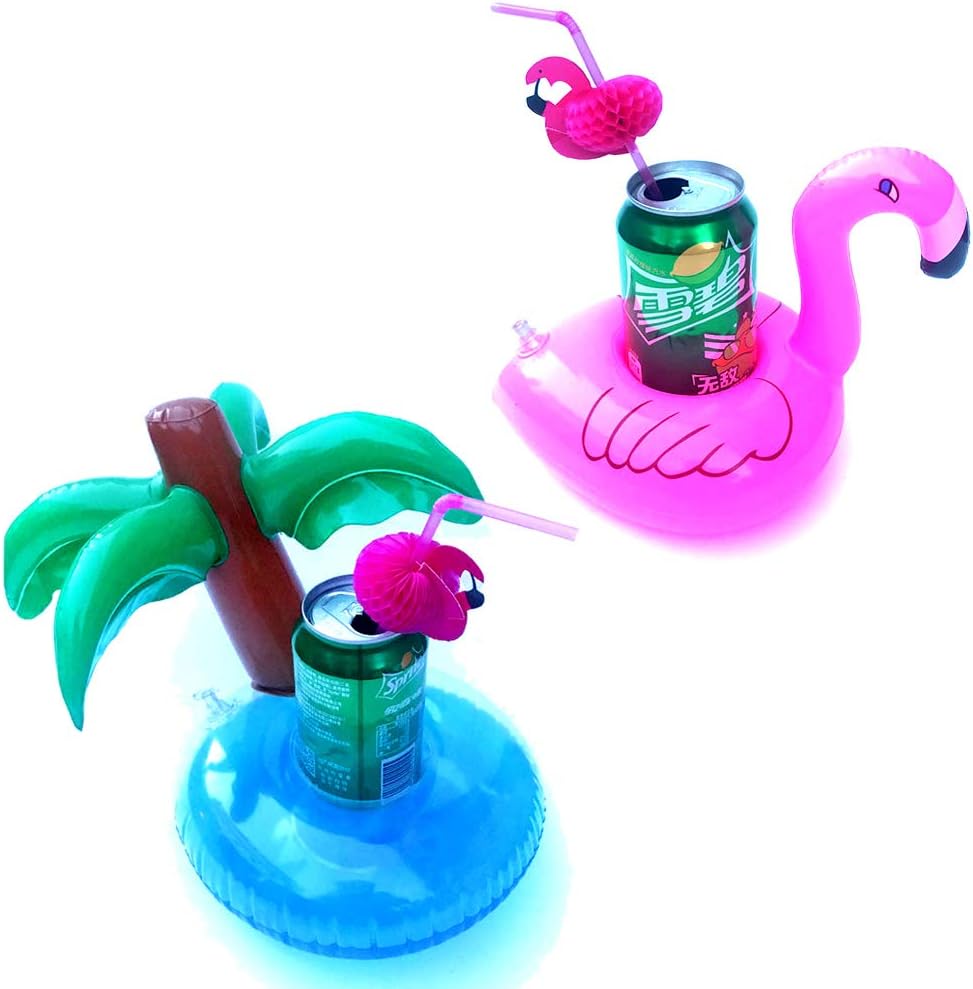 12 Stück Aufblasbare Getränkehalter PVC Aufblasbare Untersetzer Schwimmender Getränkehalter Flamingo