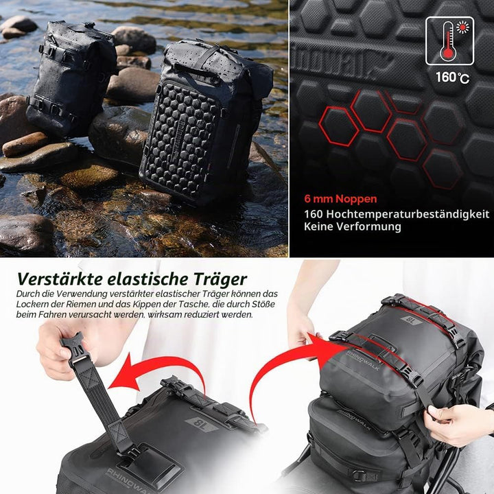 Rhinowalk Multifunktionale Motorradtasche Hecktasche Motorradgepäck 15L Motorradkoffer Satteltaschen