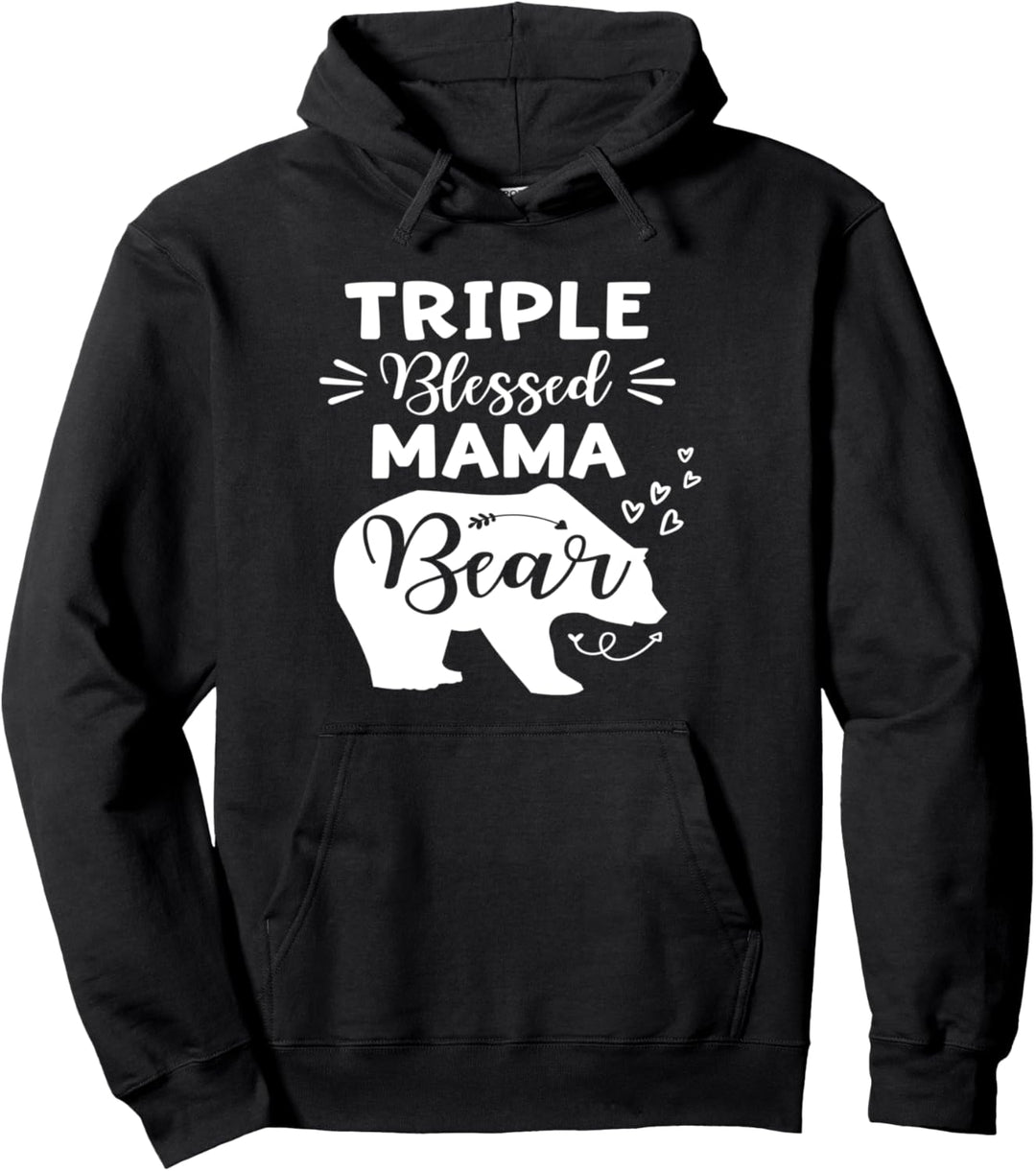 Dreifach gesegneter Mama Bär Herz & Pfeil Mama mit drei Kindern Pullover Hoodie