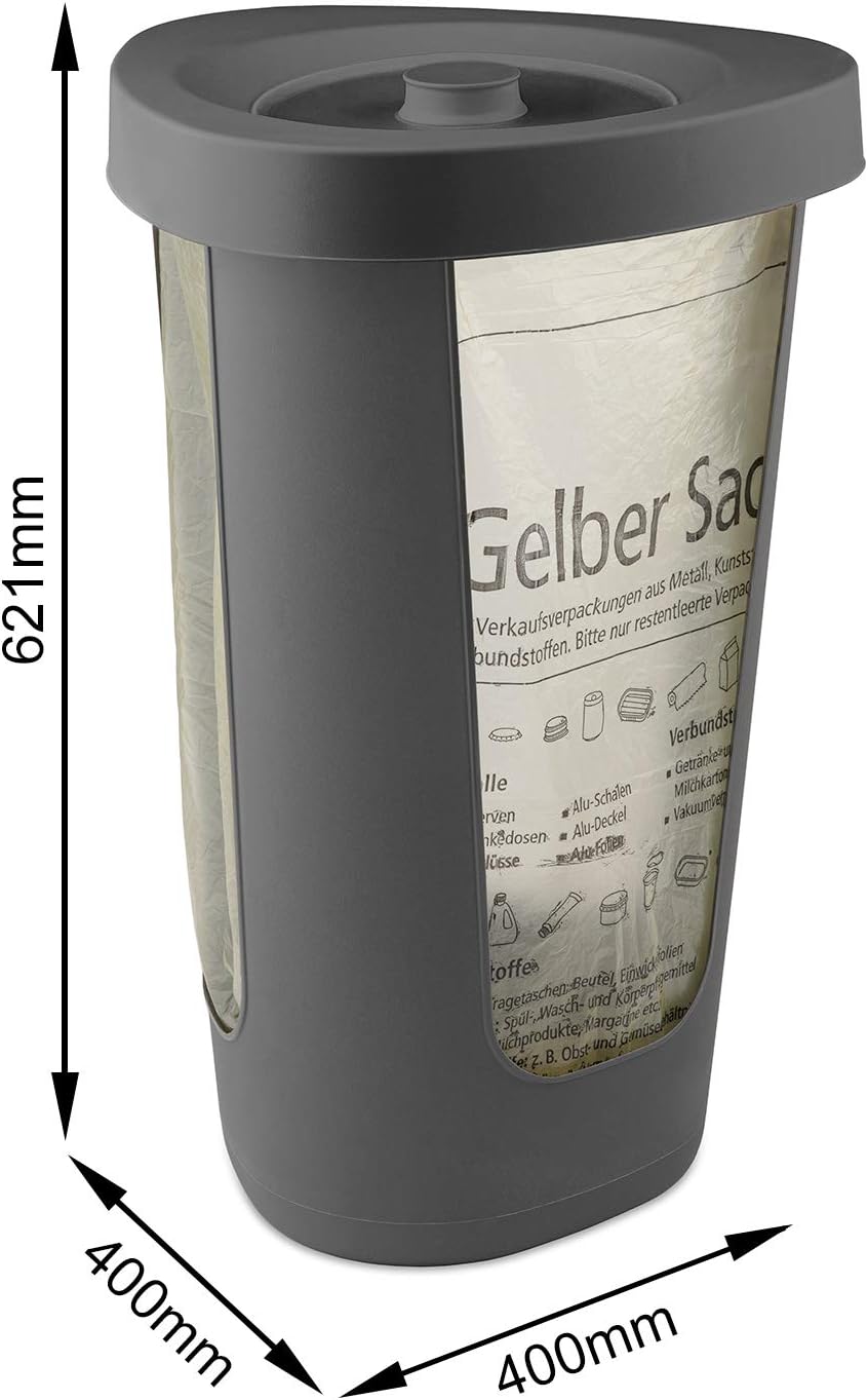 Rotho Fabu 3er-Set Müllsackständer, Kunststoff (PP recycelt), anthrazit, 40.6 cm, 3 3 x Müllsackstän