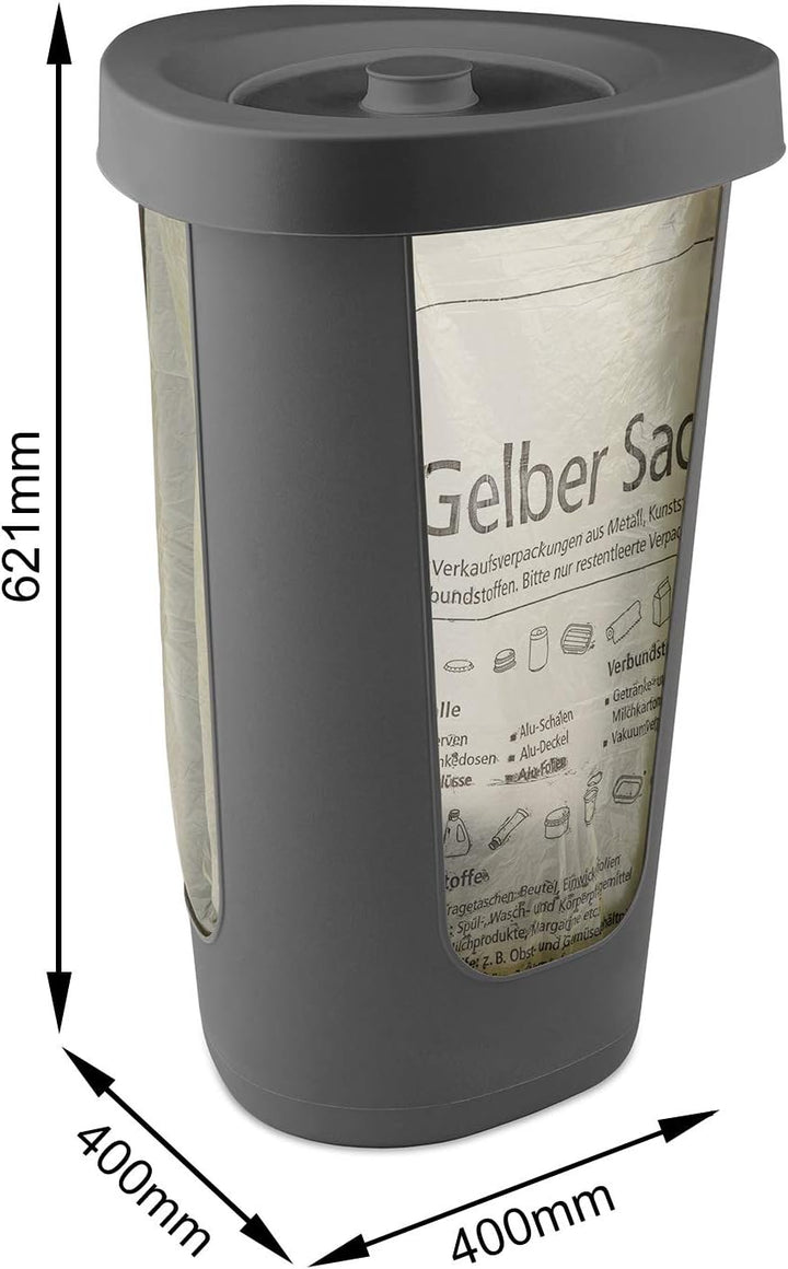 Rotho Fabu 3er-Set Müllsackständer, Kunststoff (PP recycelt), anthrazit, 40.6 cm, 3 3 x Müllsackstän