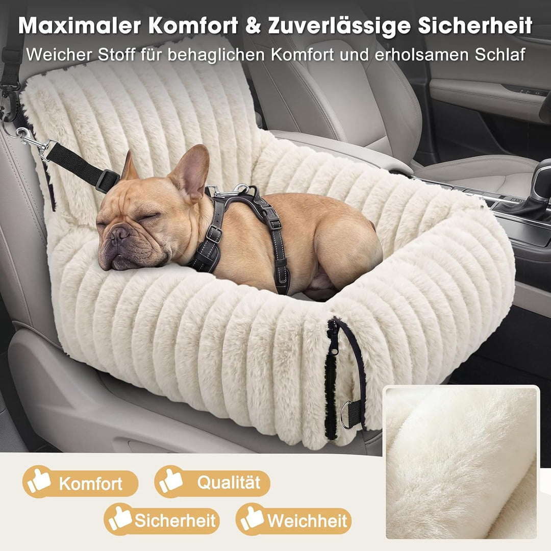 MIXJOY Hunde Autositz für kleine bis mittlere Hunde, Waschbarer Ansteckbare Leine verdickter Memory-
