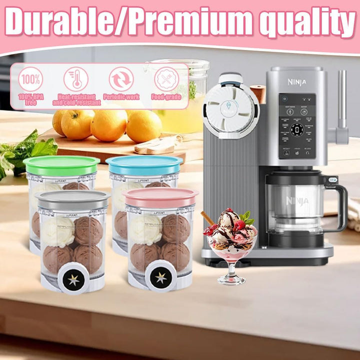4 Stück Ninja Swirl Creami Behälter, 480 ml Eisbehälter für Ninja Creami NC701 & NC700 Serie Eismasc