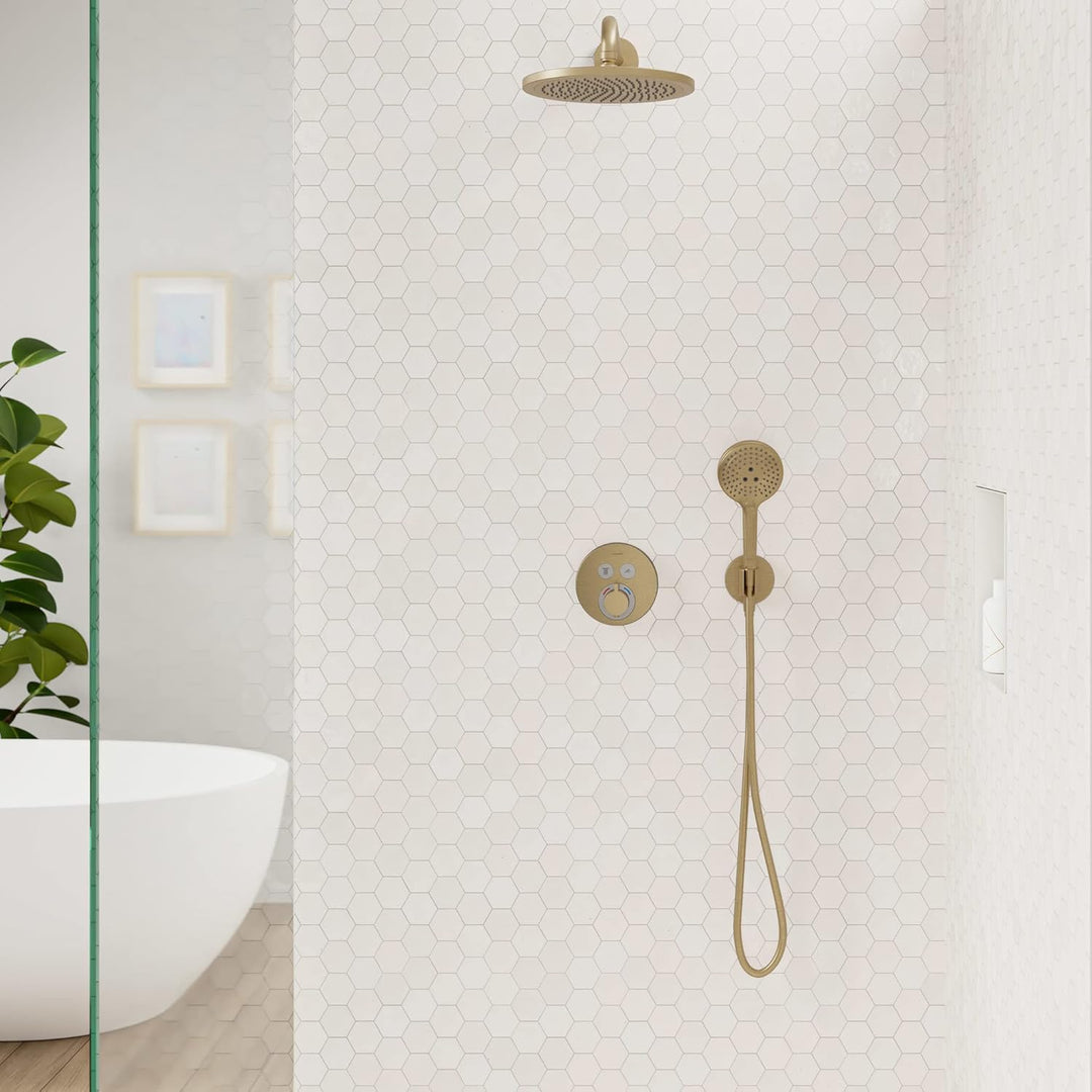 hansgrohe Wandanschluss mit Duschkopfhalterung FixFit S, Brushed Bronze, Brushed Bronze