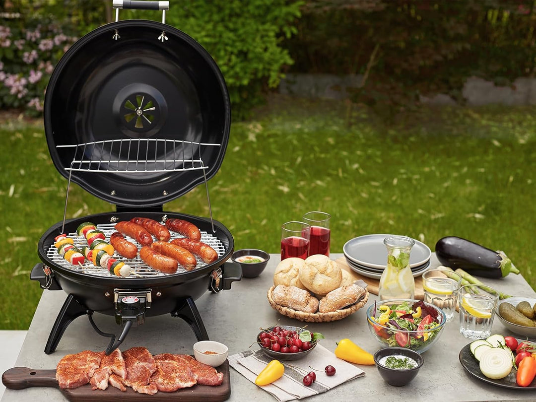 CUSIMAX Elektrogrill Tischgrill, für Innen- & Aussennutzung, Balkon, Garten & Küche, 1600W Tragbarer