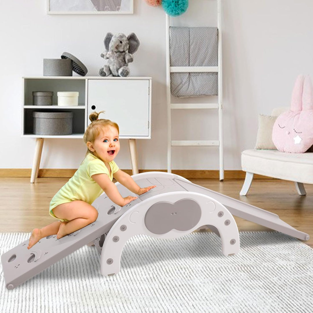 Klettergerüst Indoor mit 2 Doppelseitigen Kletterbrettern, 3 in 1 Kinderrutsche, Baby Klettergerüst,