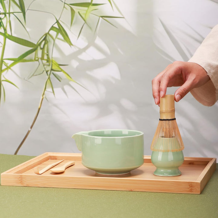 Matcha Schneebesen Set, Matcha Schneebesen (Chasen), traditionelle Schaufel (Chashaku), Teelöffel, K