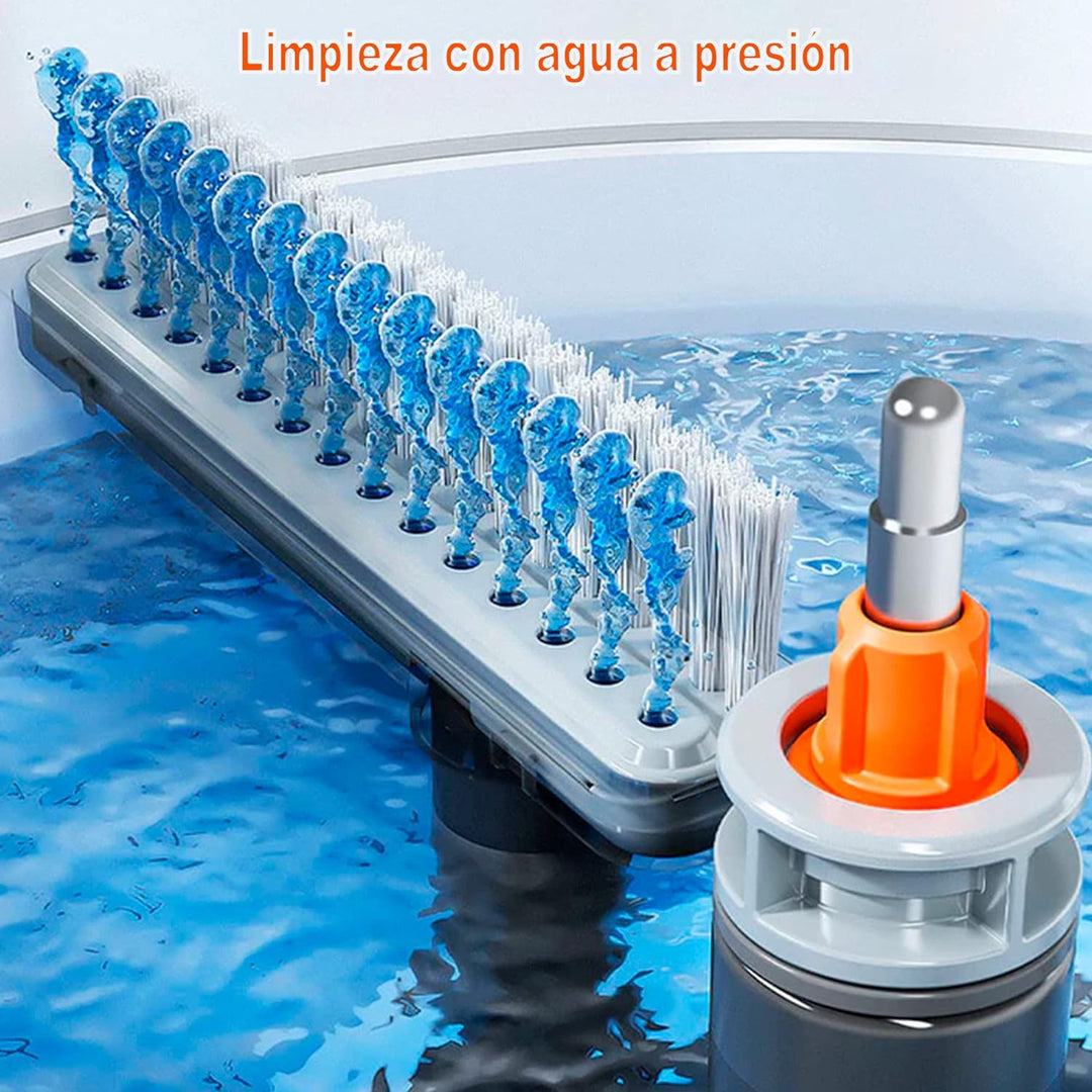 Fregona autolimpiante con mango ajustable y cubo para escurrir Weiss, Weiss