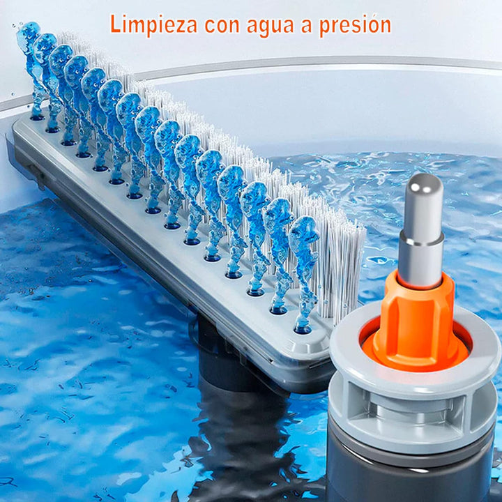 Fregona autolimpiante con mango ajustable y cubo para escurrir Weiss, Weiss