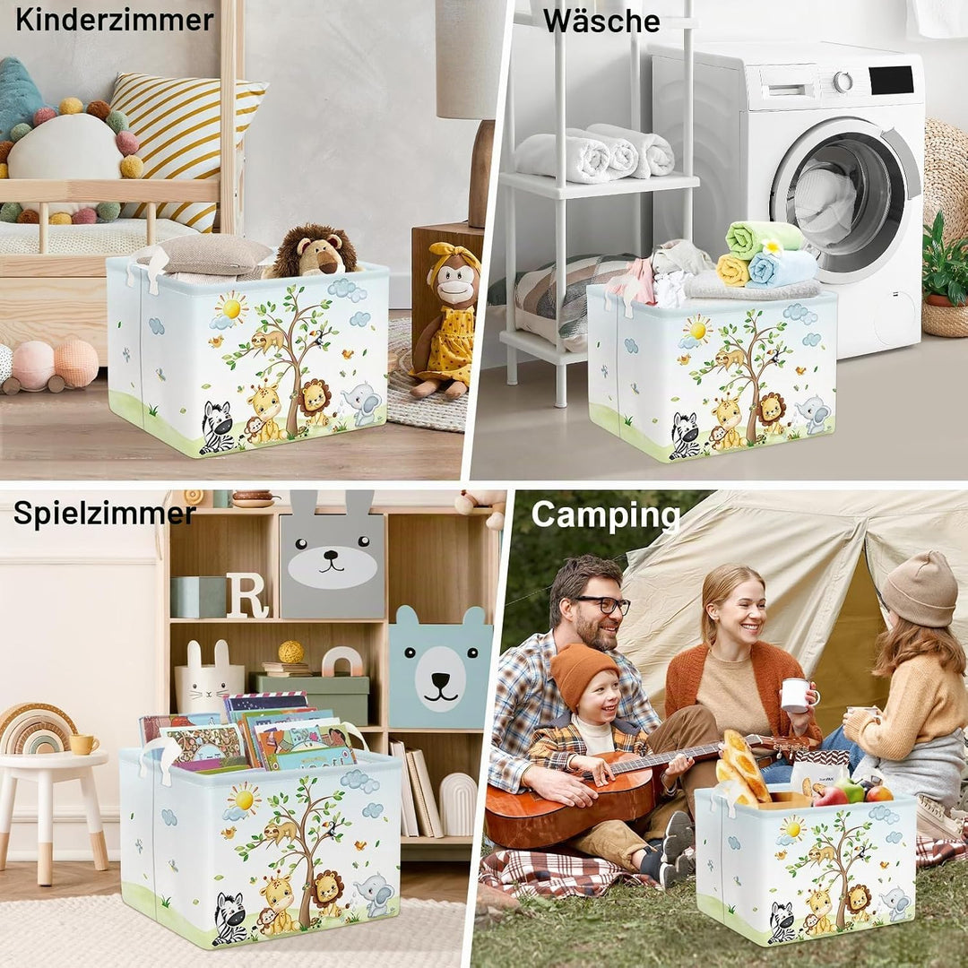 Clastyle 36L Gross Dschungel Tier Aufbewahrungskorb Kinder Weiss Spielzeug Kleidung Aufbewahrungsbox