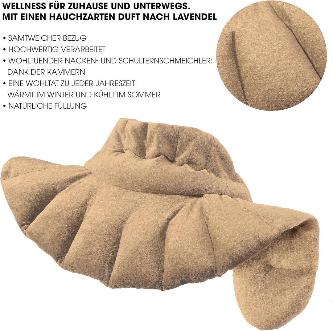 aqua-textil Schulter Nackenkissen beige Tonperlen Lavendel Wärmekissen Kälte Aroma Therapie Gewichts