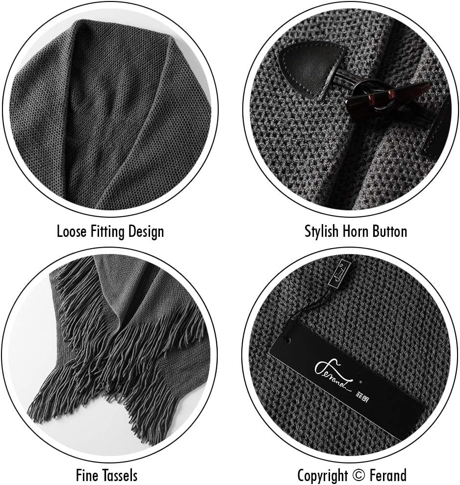 Ferand Damen Poncho Locker sitzender Cape Schal mit offener Vorderseite für Herbst und Winter Dunkel