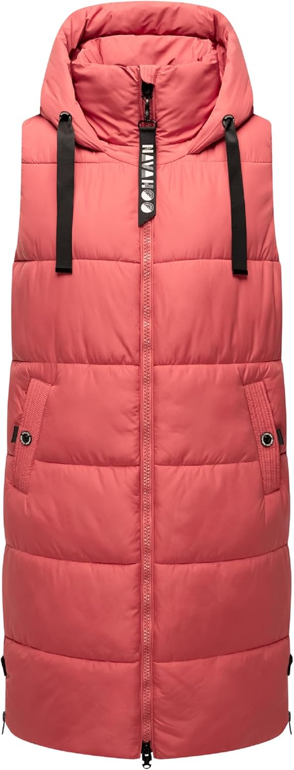 Navahoo Damen ärmellose Lange Outdoorweste warme Winterjacke Schnuffelchen XS-3XL, XS Rouge