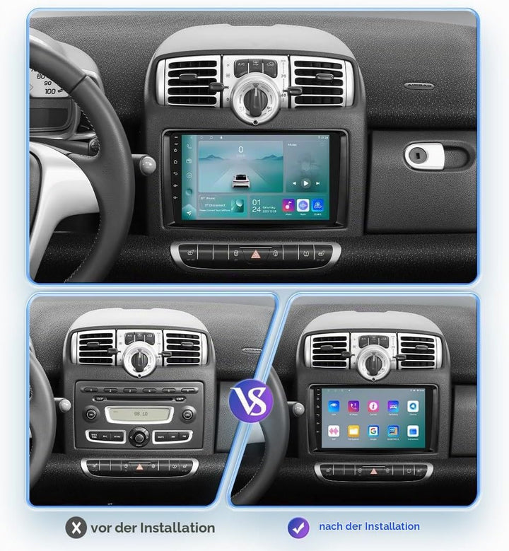 Android 14 9-Zoll-Autoradio für Smart fortwo 451 2005 2006 2007 2008 2009 2010 unterstützt kabellose