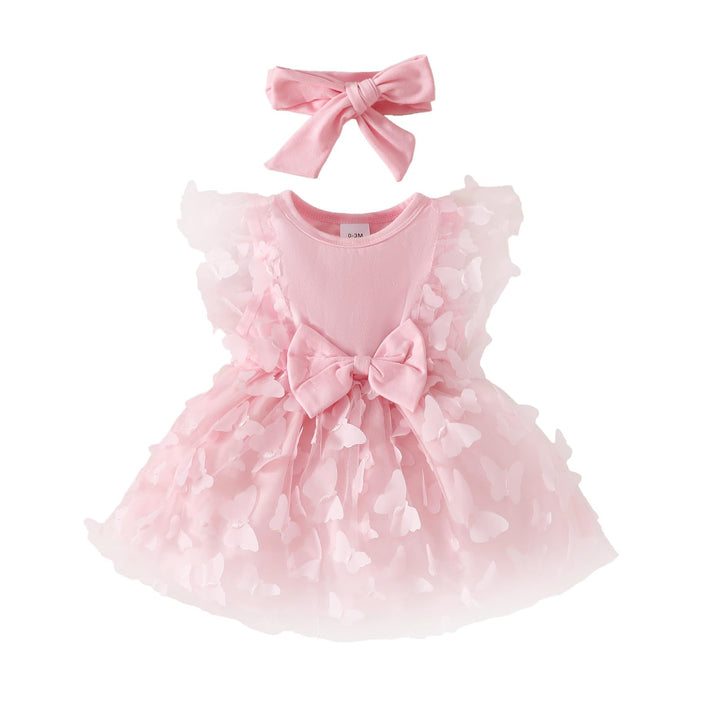 Babykleidung für Neugeborene Mädchen Gerüschtes Kleid mit Blumendruck Sommer Outfits Süsses Schleife