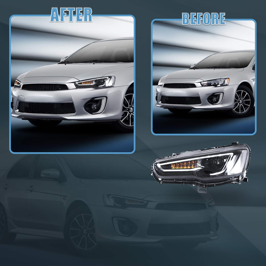 VLAND Scheinwerfer und Rücklicht passend für EVO X & Lancer 2008-2020, Rücklicht geräuchert,Scheinwe