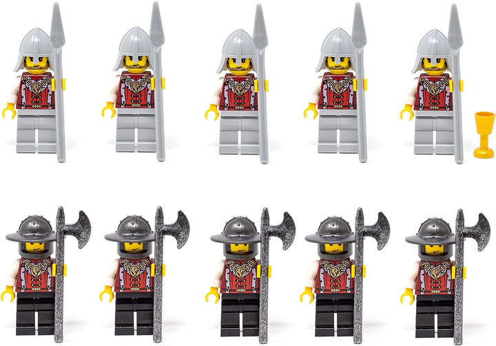 LEGO Castle, Kingdoms, Ritter: Armee mit 2 x 5 Löwenritter mit Speeren und Hellebarden und Königin,
