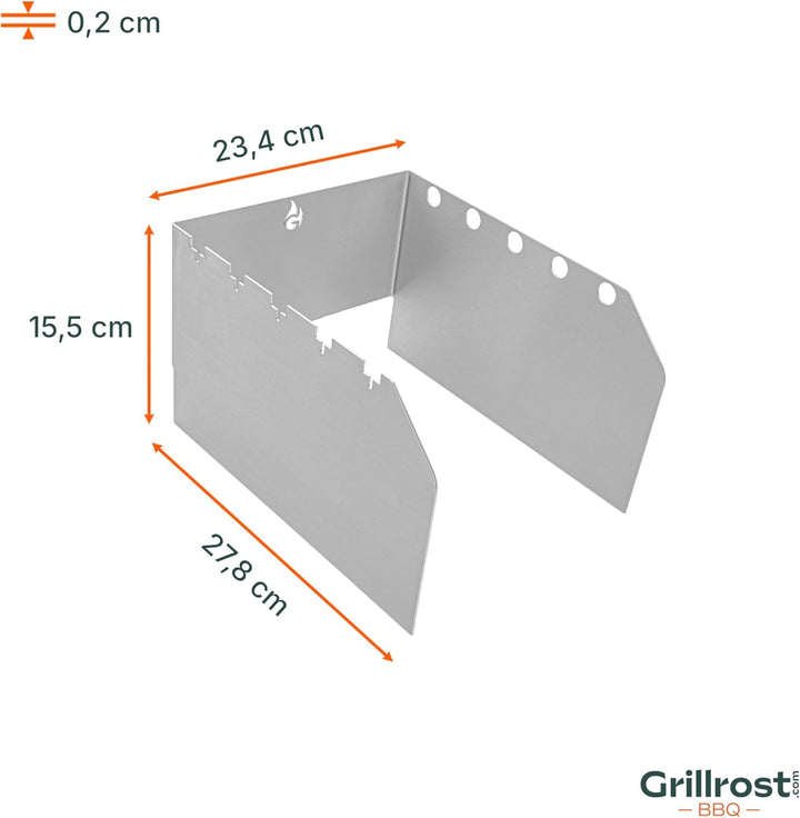 Grillrost.com Das Original Edelstahl Windschutz und Spiesshalter | für Napoleon kleine Sizzle Zone (