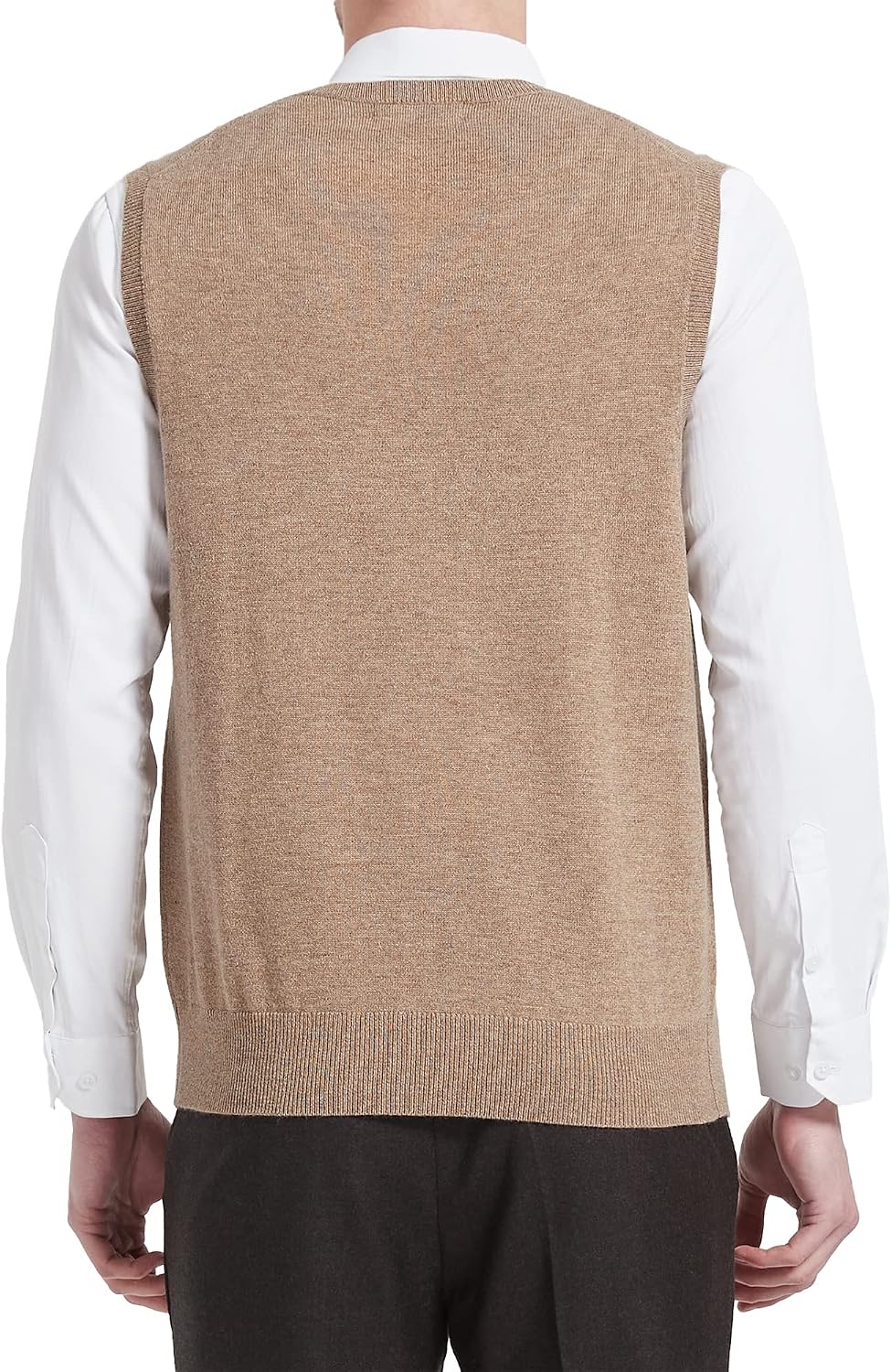 Kallspin Herren Pullunder-Strickweste aus Wollmischung V Hals Ärmellos M Kaffee, M Kaffee