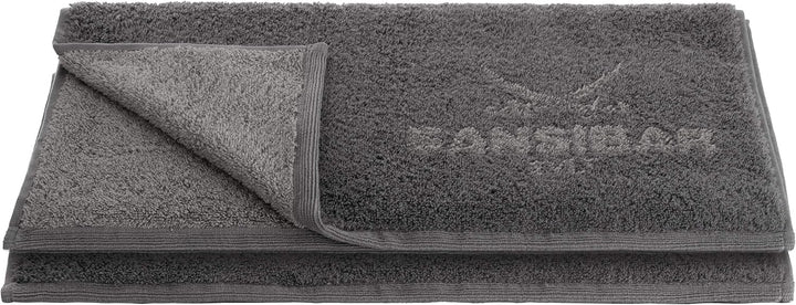 Sansibar Handtuch 2er Set 50x100 cm 100% Baumwolle Doubleface Frottiertuch Zweifarbig Anthrazit/Taup