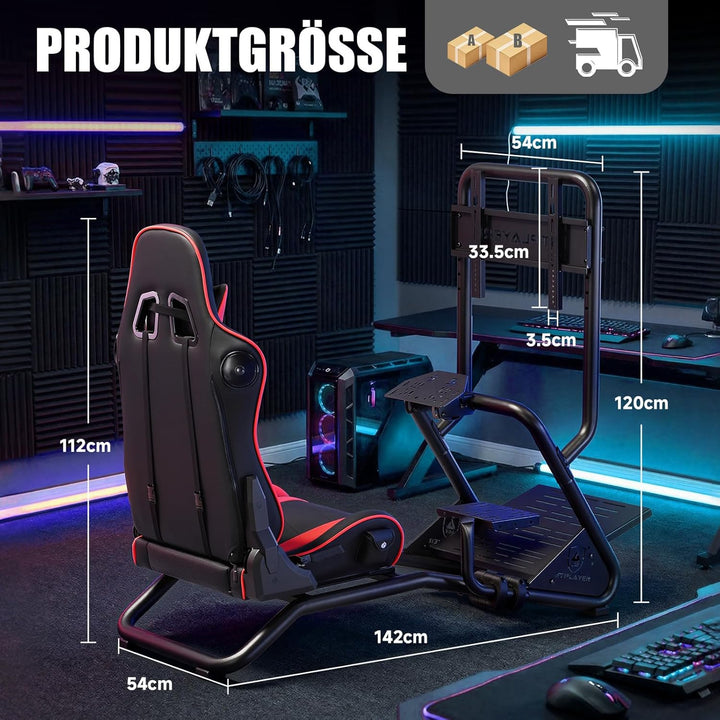 GTPLAYER Simulator Cockpit,Rennsimulator lenkradständer mit 3D-Stereo-Lautsprechern, Monitorhalterun
