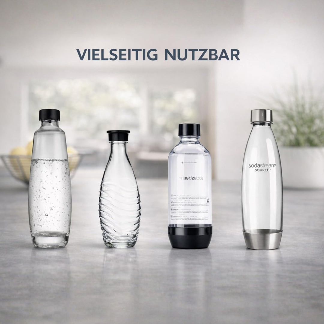 Panteer ® Flaschenhalter für SodaStream Flaschen - Abtropfhalter aus Edelstahl mit Keramikschale ink