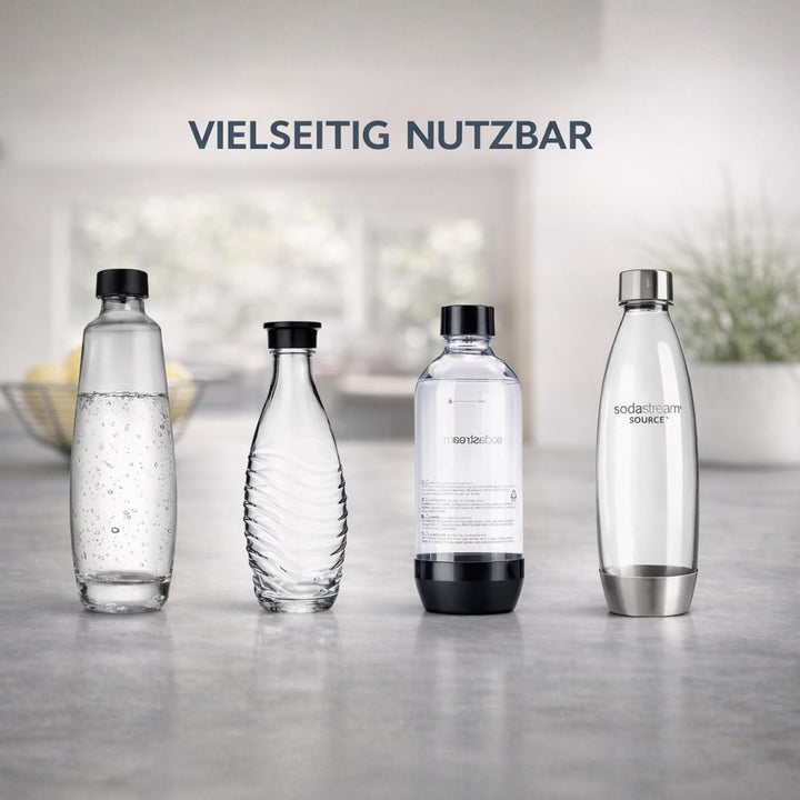 Panteer ® Flaschenhalter für SodaStream Flaschen - Abtropfhalter aus Edelstahl mit Keramikschale ink