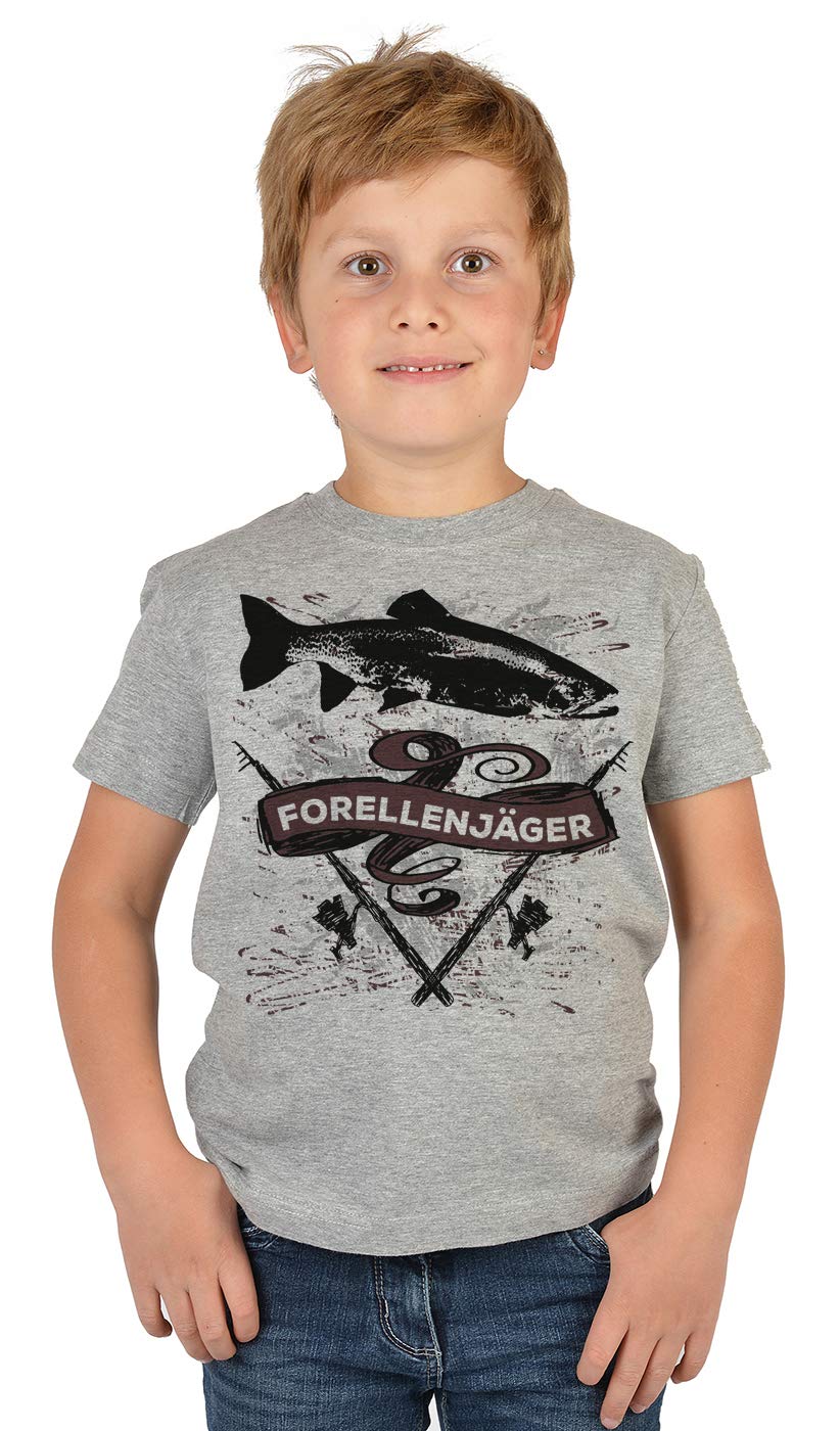 Kinder Angler T-Shirt, Kinder-Shirt Motiv Angel-Sport : Forellenjäger,- Bekleidung Kinder Angeln, Co