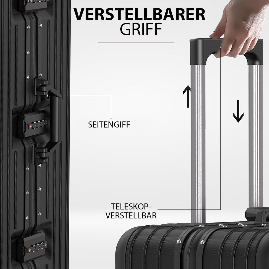 Voyagoux Koffer - 114L, Hartschalenkoffer gross, TSA-Schloss, Aluminium, Reisekoffer mit Rollen, 4X