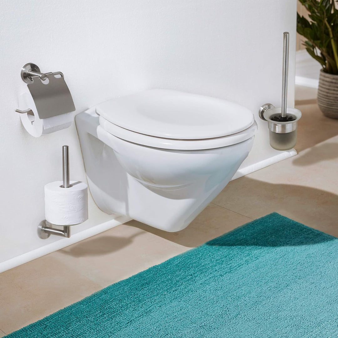 WC Bürste zur Wandbefestigung aus Edelstahl und Glas