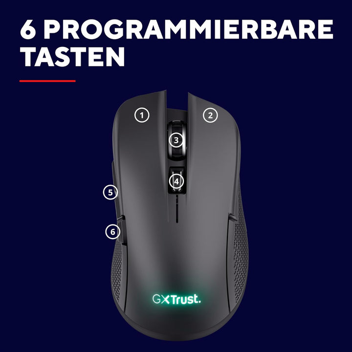 GXTrust Ybar Dual Kabellose Gaming Maus Bluetooth + 2.4GHz, Schwarz