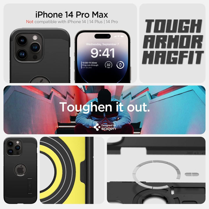 Spigen Tough Armor MagFit Hülle für iPhone 14 Pro Max -Schwarz, Schwarz