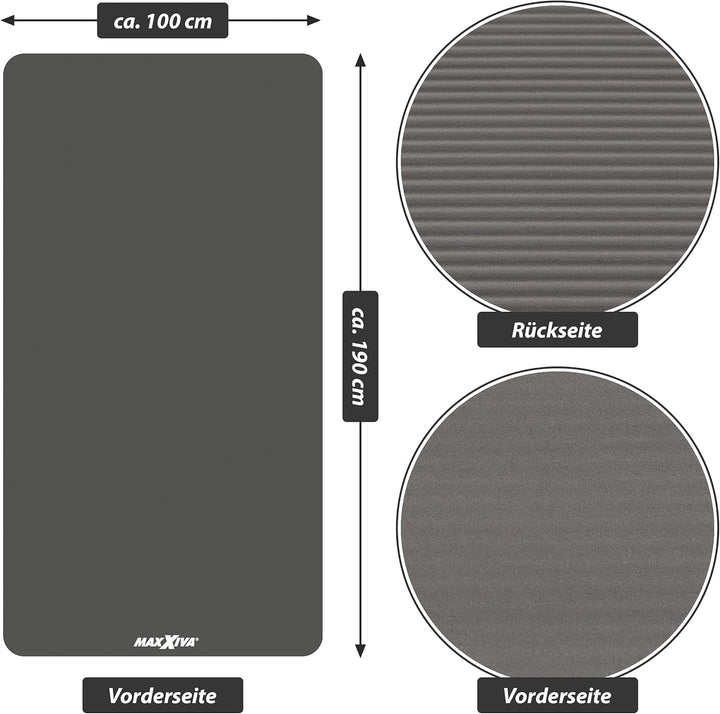Yogamatte - 190x60x1,5 cm oder 190x100x1,5 cm, mit Tragegurt, Phthalatfrei, Rutschfest, Farbwahl - G