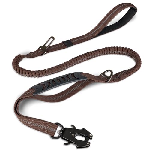Joytale Taktische Hundeleine, 1.2m-1.8m Bungee Hundeleine mit 2 Gepolsterten Griffen, Autosicherheit