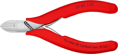 Knipex Elektronik-Seitenschneider mit Kunststoff überzogen 115 mm 77 01 115 runder Kopf, mit Facette