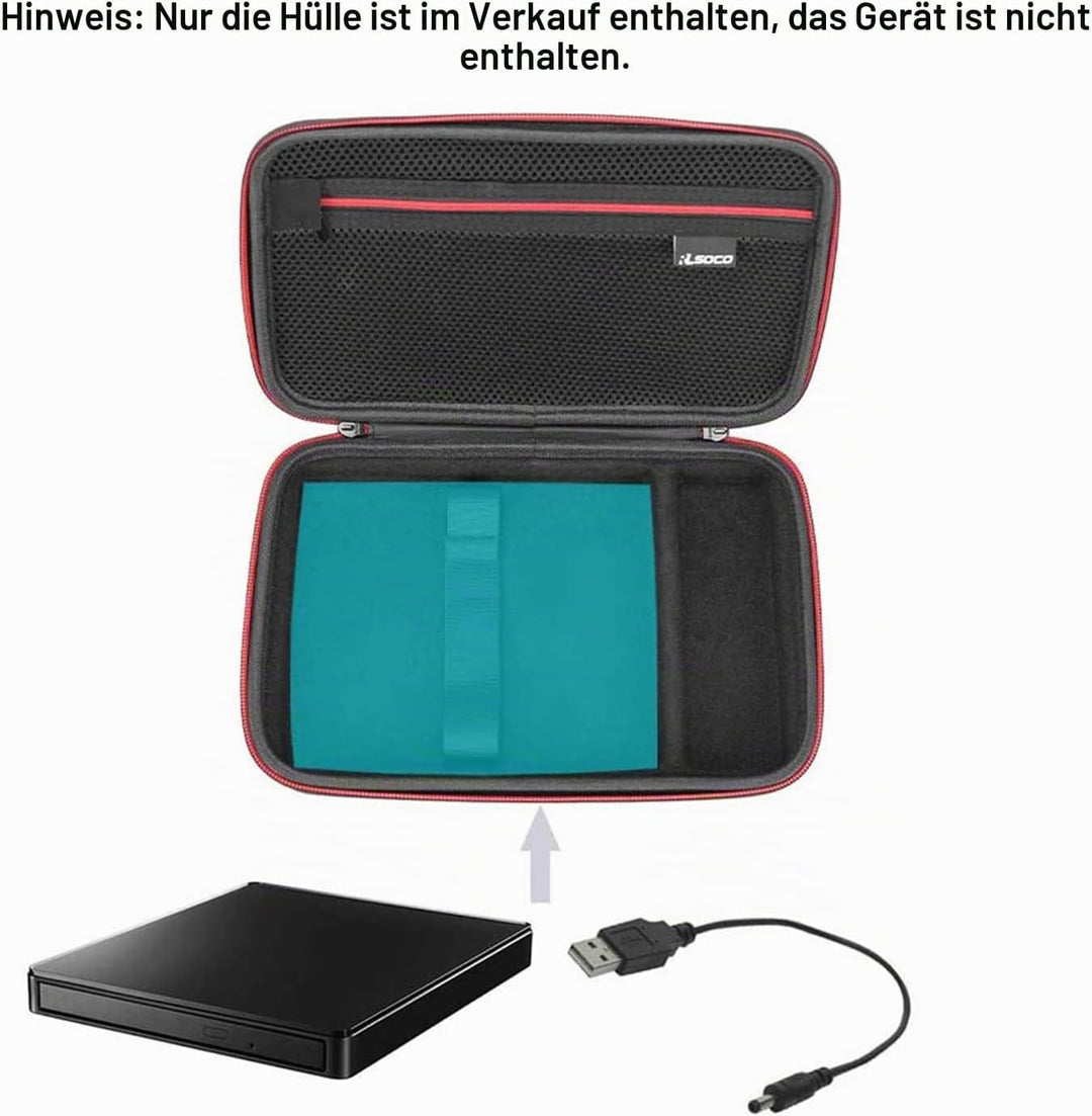 RLSOCO Tasche für externes CD/DVD-Laufwerk Brenner Reader Writer Player (Passend für Reader bis zu 1