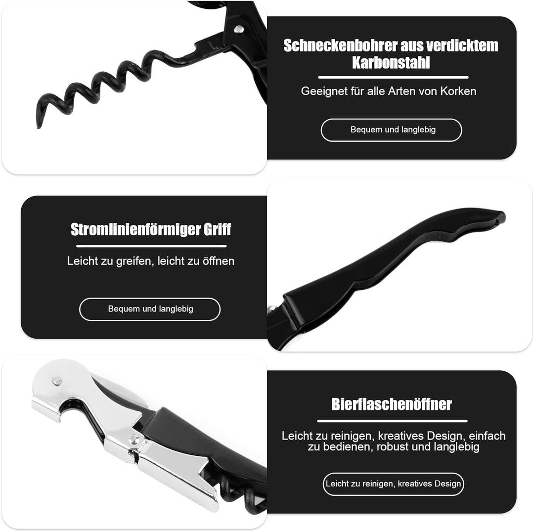 8 Stück Kellnermesser, 3-in-1 Flaschenöffner, Korkenzieher Edelstahl, Weinöffner für Sommeliers, Kel