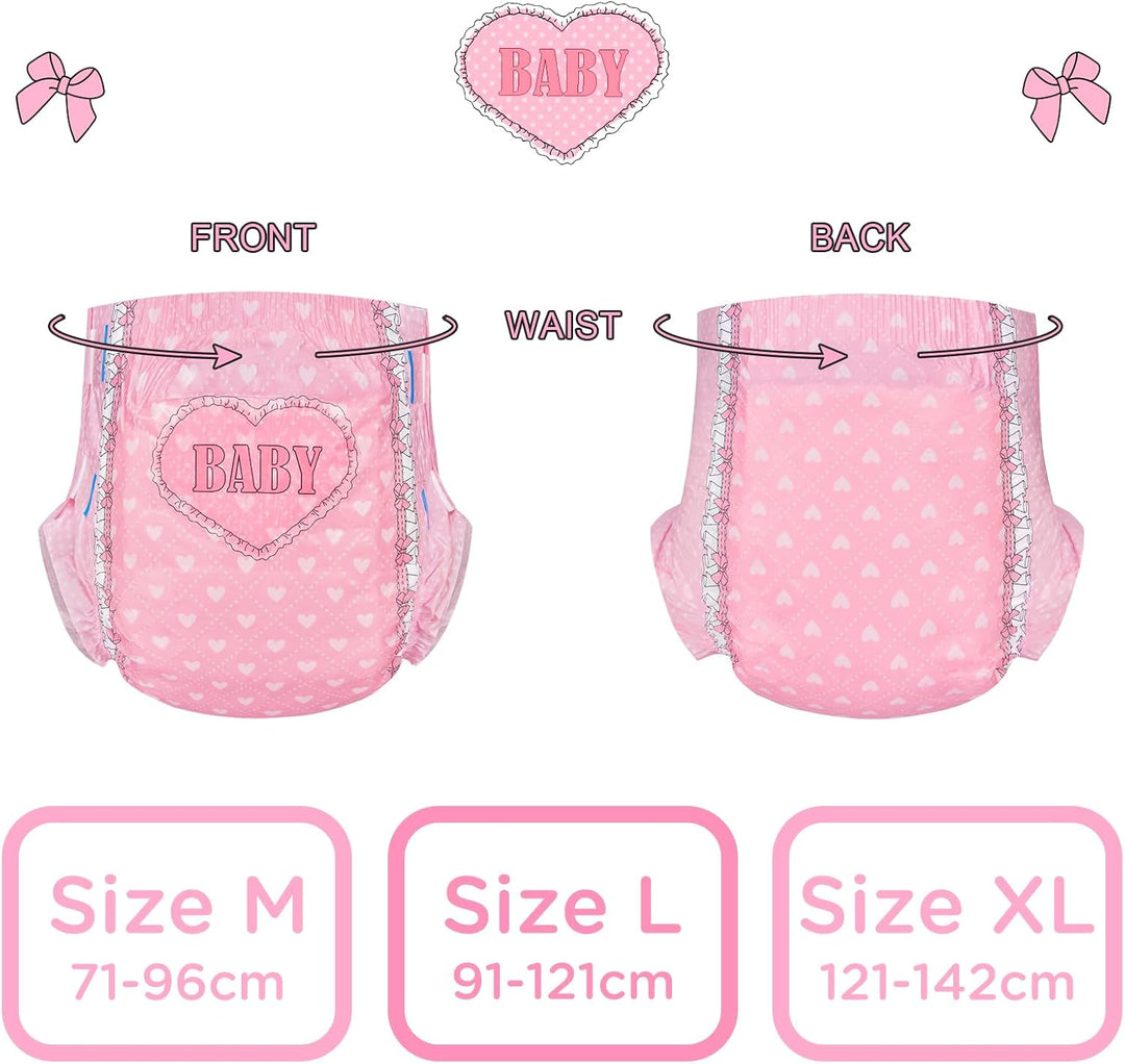 LittleForBig 5500-5800 ml Erwachsenen Gedruckten Windeln 2 Stück - Blushing Baby (M) Rosa M, Rosa M