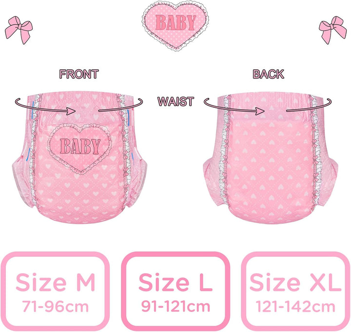 LittleForBig 5500-5800 ml Erwachsenen Gedruckten Windeln 2 Stück - Blushing Baby (L) Rosa L, Rosa L