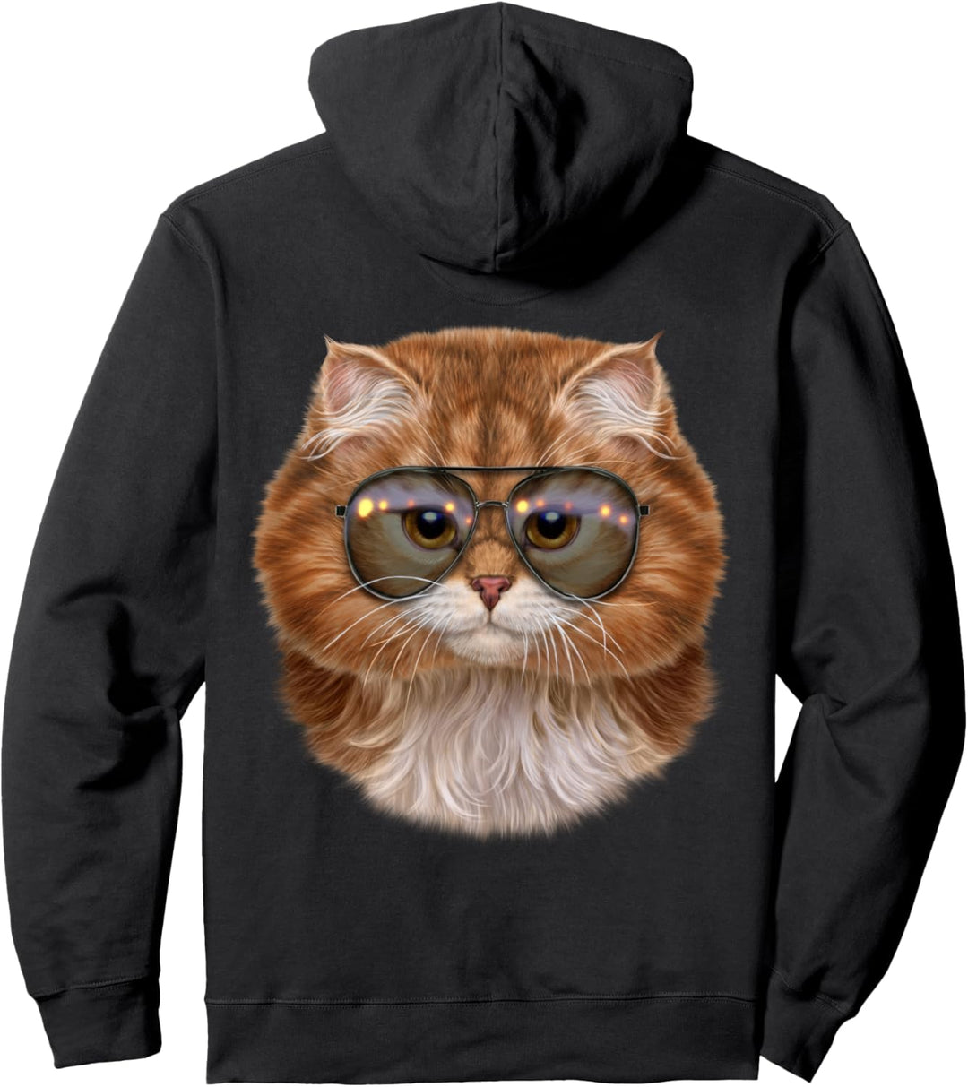 Orange Katze, die Fliegersonnenbrille trägt Pullover Hoodie