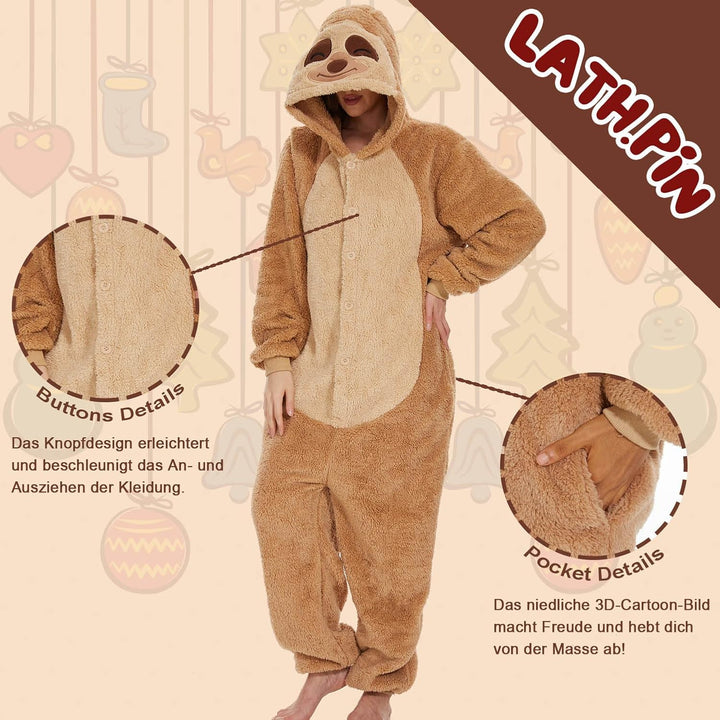 LATH.PIN Pyjamas Jumpsuit Panda Unisex Erwachsene Tier Onesie Cosplay Halloween Karneval Kostüme Dam
