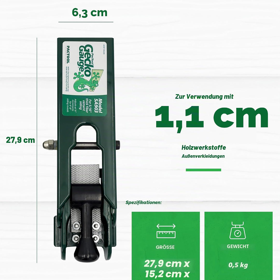 PacTool International Gecko-Messgerät, Faserzement, SA90376 Stärke für 7/16 Zoll dicke LP-Seiten., S