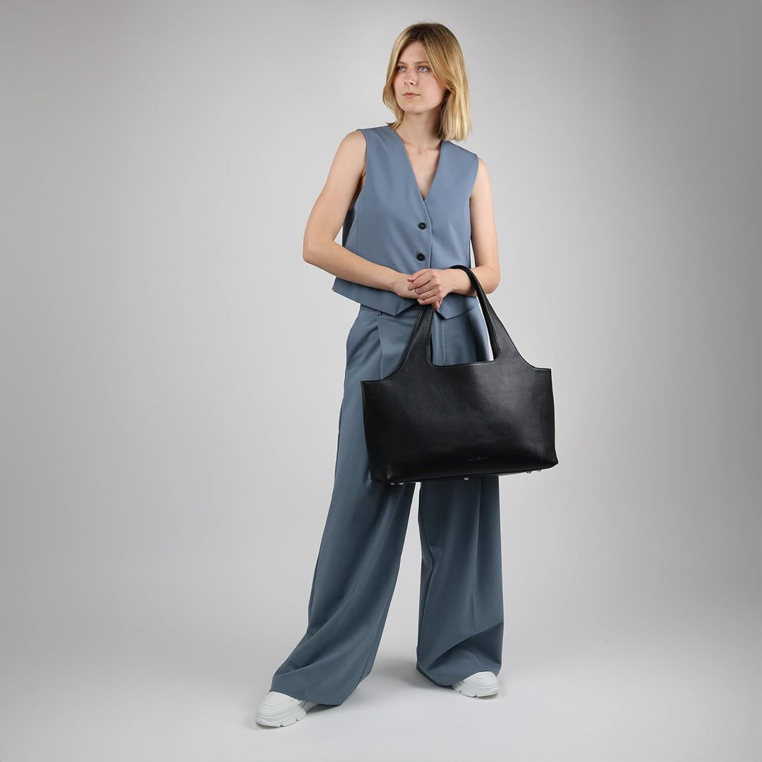 FEYNSINN BERLIN elegante Handtasche mit langen Henkeln NEA aus Nappa-Leder I Henkeltasche gross Lapt